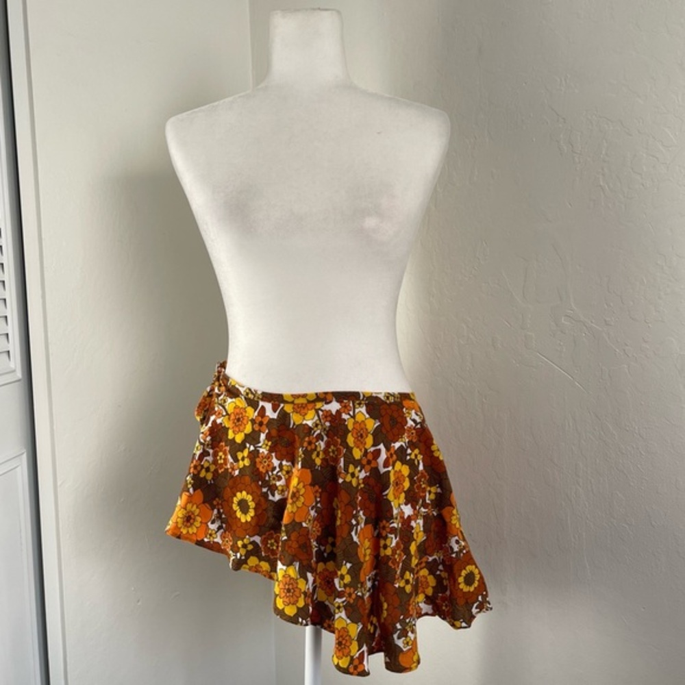 Her Pony The Label 70s Retro Tie Waist Coverup Skirt Mini Wrap Womens Size 4